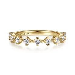 Best Gabriel & Co. Nice - 14K Yellow Gold Single Prong Diamond Anniversary Band - 0.4 ct