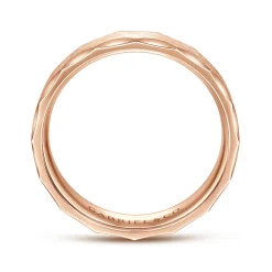 Outlet Gabriel & Co. Nicholas - 14K Rose Gold 6mm - Satin Grooved Edge Men's Wedding Band