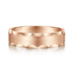 Outlet Gabriel & Co. Nicholas - 14K Rose Gold 6mm - Satin Grooved Edge Men's Wedding Band