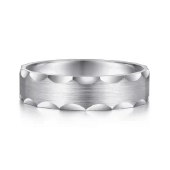Sale Gabriel & Co. Nicholas - 14K White Gold 6mm - Satin Grooved Edge Men's Wedding Band