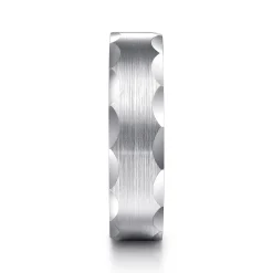 Sale Gabriel & Co. Nicholas - 14K White Gold 6mm - Satin Grooved Edge Men's Wedding Band