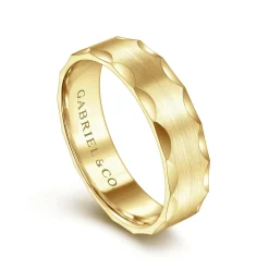 Online Gabriel & Co. Nicholas - 14K Yellow Gold 6mm - Satin Grooved Edge Men's Wedding Band
