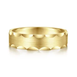 Online Gabriel & Co. Nicholas - 14K Yellow Gold 6mm - Satin Grooved Edge Men's Wedding Band