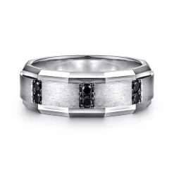 Sale Gabriel & Co. Nico - 14K White Gold Diamond and Black Diamond Mens Ring
