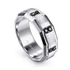 Sale Gabriel & Co. Nico - 14K White Gold Diamond and Black Diamond Mens Ring