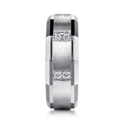 Clearance Gabriel & Co. Nico - 14K White Gold Diamond Men's Ring in Satin Finish