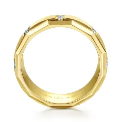 Discount Gabriel & Co. Nico - 14K Yellow Gold Diamond Men's Wedding Ring in Satin Finish