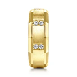 Discount Gabriel & Co. Nico - 14K Yellow Gold Diamond Men's Wedding Ring in Satin Finish