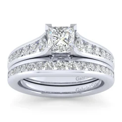 Online Gabriel & Co. Nicola - 14K White Gold Princess Cut Diamond Channel Set Engagement Ring