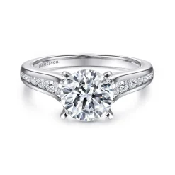 Hot Gabriel & Co. Nicola - 14K White Gold Round Diamond Channel Set Engagement Ring