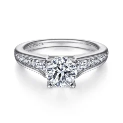 Clearance Gabriel & Co. Nicola - 14K White Gold Round Diamond Channel Set Engagement Ring