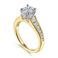 Hot Gabriel & Co. Nicola - 14K White-Yellow Gold Round Diamond Channel Set Engagement Ring