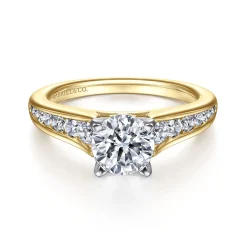 Hot Gabriel & Co. Nicola - 14K White-Yellow Gold Round Diamond Channel Set Engagement Ring
