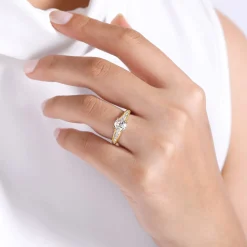 Hot Gabriel & Co. Nicola - 14K White-Yellow Gold Round Diamond Channel Set Engagement Ring