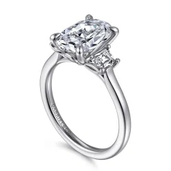 Sale Gabriel & Co. Nigela - 14K White Gold Oval Three Stone Lotus Diamond Engagement Ring
