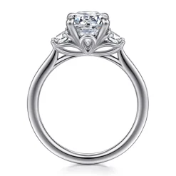 Sale Gabriel & Co. Nigela - 14K White Gold Oval Three Stone Lotus Diamond Engagement Ring