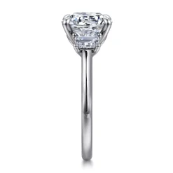 Clearance Gabriel & Co. Nigela - 14K White Gold Round Three Stone Lotus Diamond Engagement Ring