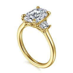 Discount Gabriel & Co. Nigela - 14K Yellow Gold Oval Three Stone Lotus Diamond Engagement Ring