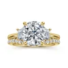 Clearance Gabriel & Co. Nigela - 14K Yellow Gold Round Three Stone Lotus Diamond Engagement Ring