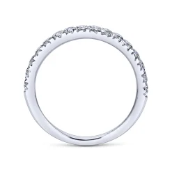 Sale Gabriel & Co. Nimes - 14K White Gold Fishtail Pave Diamond Wedding Band - 0.45 ct
