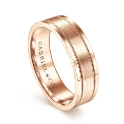 Gabriel & Co. Noah - 14K Rose Gold 6mm - Men's Wedding Band in Satin Finish