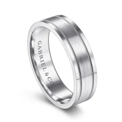Best Gabriel & Co. Noah - 14K White Gold 6mm - Men's Wedding Band in Satin Finish