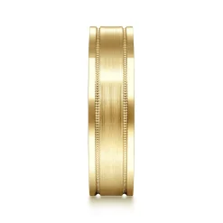 New Gabriel & Co. Noah - 14K Yellow Gold 6mm - Men's Wedding Band in Satin Finish