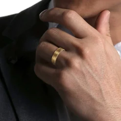 New Gabriel & Co. Noah - 14K Yellow Gold 6mm - Men's Wedding Band in Satin Finish