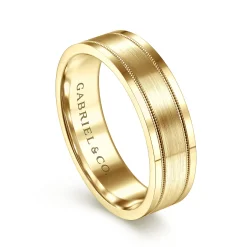 New Gabriel & Co. Noah - 14K Yellow Gold 6mm - Men's Wedding Band in Satin Finish