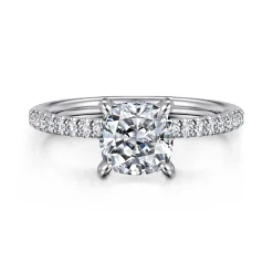 Discount Gabriel & Co. Noa - 14K White Gold Cushion Cut Diamond Engagement Ring