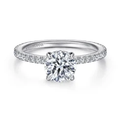 New Gabriel & Co. Noa - 14K White Gold Round Diamond Engagement Ring