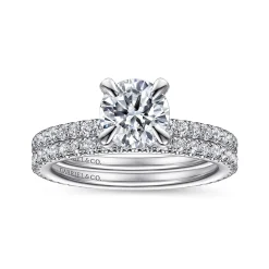New Gabriel & Co. Noa - 14K White Gold Round Diamond Engagement Ring