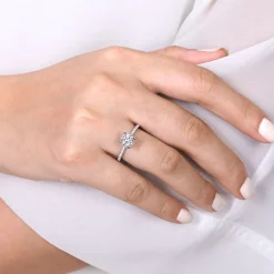 New Gabriel & Co. Noa - 14K White Gold Round Diamond Engagement Ring