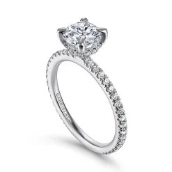 New Gabriel & Co. Noa - 14K White Gold Round Diamond Engagement Ring