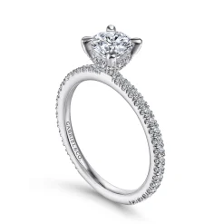 Clearance Gabriel & Co. Noa - 14K White Gold Round Diamond Engagement Ring