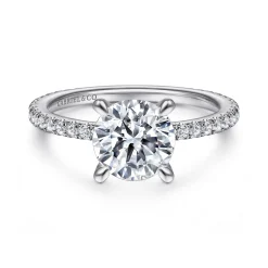 Best Gabriel & Co. Noa - 14K White Gold Round Diamond Engagement Ring