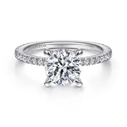 New Gabriel & Co. Noa - 14K White Gold Round Diamond Engagement Ring