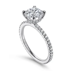 New Gabriel & Co. Noa - 14K White Gold Round Diamond Engagement Ring