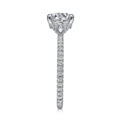 New Gabriel & Co. Noa - 14K White Gold Round Diamond Engagement Ring