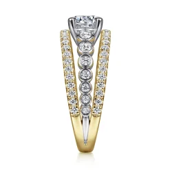 Discount Gabriel & Co. Noble - 14K White-Yellow Gold Round Split Shank Diamond Engagement Ring