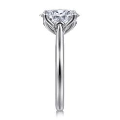 Best Gabriel & Co. Nola - 14K White Gold Gold Oval Lotus Diamond Engagement Ring