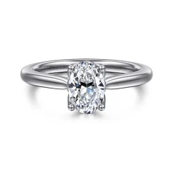 Clearance Gabriel & Co. Nola - 14K White Gold Oval Lotus Diamond Engagement Ring