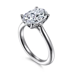 Clearance Gabriel & Co. Nola - 14K White Gold Oval Lotus Diamond Engagement Ring