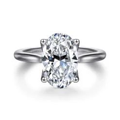Clearance Gabriel & Co. Nola - 14K White Gold Oval Lotus Diamond Engagement Ring