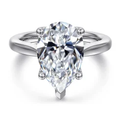 Gabriel & Co. Nola - 14K White Gold Pear Shape Lotus Diamond Engagement Ring