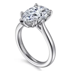 Gabriel & Co. Nola - 14K White Gold Pear Shape Lotus Diamond Engagement Ring