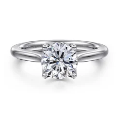Hot Gabriel & Co. Nola - 14K White Gold Round Lotus Diamond Engagement Ring