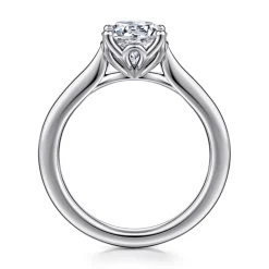 Hot Gabriel & Co. Nola - 14K White Gold Round Lotus Diamond Engagement Ring