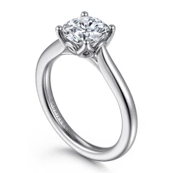 Hot Gabriel & Co. Nola - 14K White Gold Round Lotus Diamond Engagement Ring