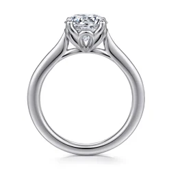 New Gabriel & Co. Nola - 14K White Gold Round Lotus Diamond Engagement Ring